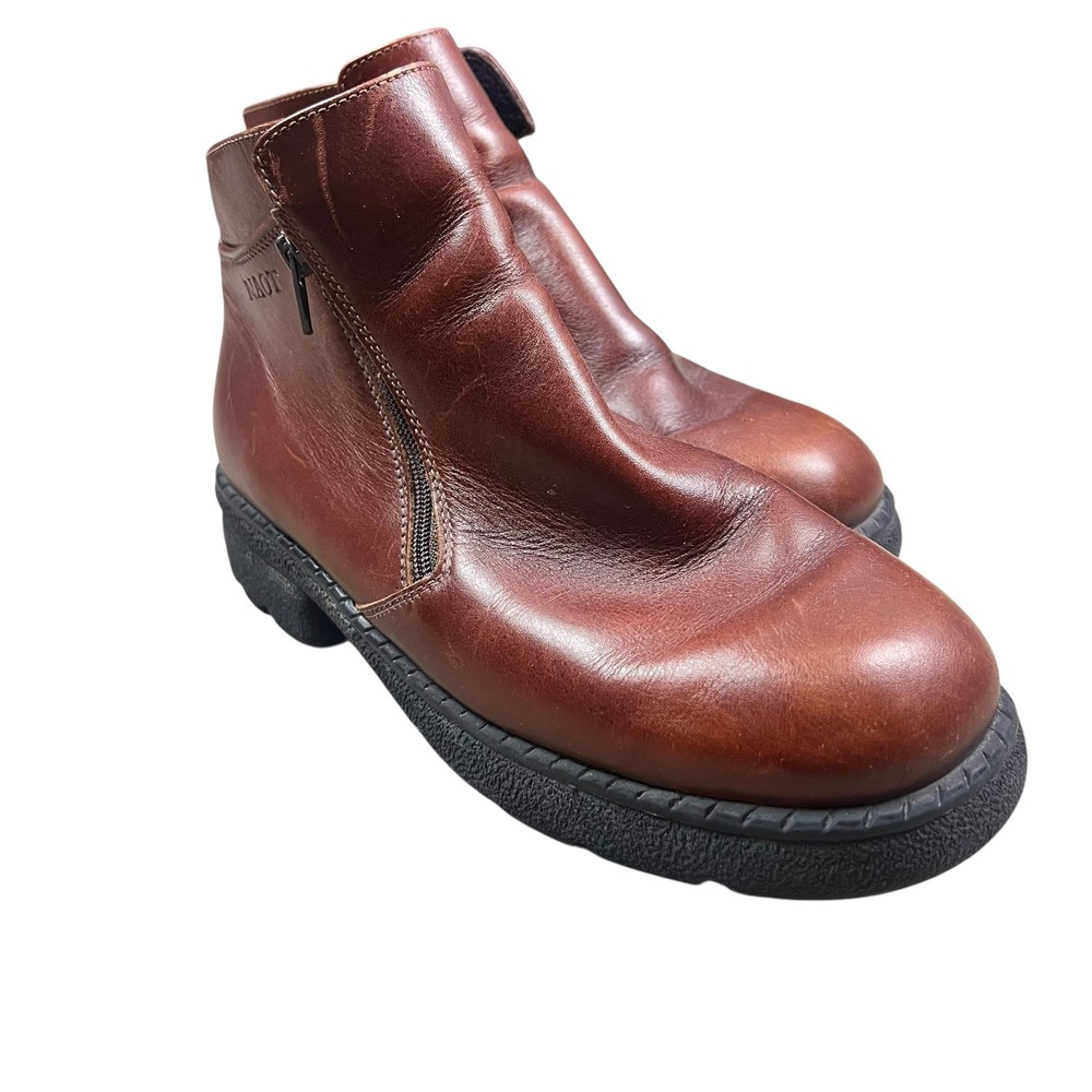 Naot Brown Leather Side Zip Ankle Boots Womens 39 Platform Comfort Booties